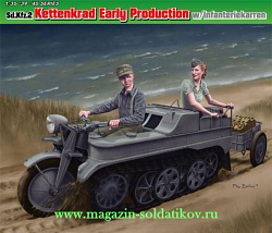 Сборная модель из пластика Д Гусеничный вездеход Sd.Kfz.2 Kettenkrad Early Production w/Infanteriekarren (1/35) Dragon
