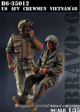 Сборная миниатюра из смолы US AFV Crewmen (1), Vietnam '68, (1/35), Bravo 6 - фото