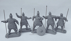 Сборная миниатюра из смолы Набор солдатиков «Пешие византийцы», Х век, (54 мм), Три богатыря