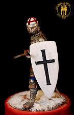 Сборная миниатюра из металла Орденский сержант-копейщик 1-2 линии пешего построения 1242 г, 1:30, Оловянный парад - фото