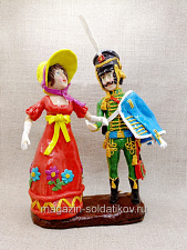 Гусар с дамой, цветная полимерная глина - фото