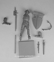 Сборная миниатюра из смолы Пеший генуэзец с алебардой . Куликовская битва 1380 г. (54мм), Три богатыря - фото