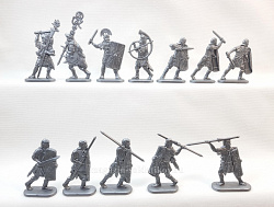 Солдатики из пластика Тевтобург: Римские легионеры (12 шт, серебро) 52 мм, Солдатики ЛАД