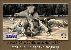 Солдатики из пластика Стая волков против медведя, набор из 11 шт Andrylona