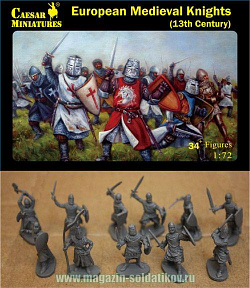 Солдатики из пластика Средневековые европейские рыцари XIII век (1/72) Caesar Miniatures