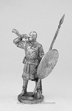 Миниатюра из олова Викинг с копьем и рогом (450 г. до н.э.), 54 мм, Россия - фото