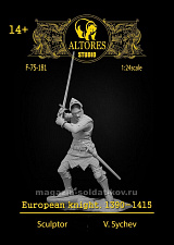 Сборная миниатюра из смолы Европейский рыцарь 1390-1415, 75 мм, Altores studio, - фото