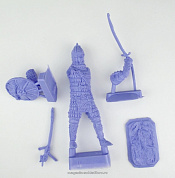 Сборная миниатюра из смолы Тяжеловооруженный монгол-военачальник с саблей. Куликовская битва 1380 г. (54мм), Три богатыря - фото
