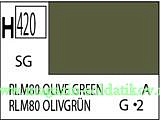 Краска художественная 10 мл. оливковая RLM80, полуглянцевая, Mr. Hobby. Краски, химия, инструменты - фото