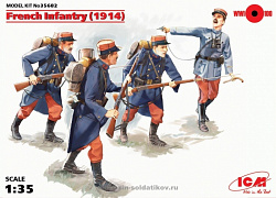 Сборная модель из пластика Французская пехота (1914 г.), (4 фигуры) (1/35) ICM