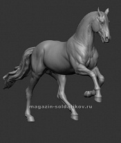 Сборная миниатюра из смолы Лошадь №8, 54 мм, Chronos miniatures - фото