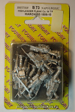 Фигурки из металла B 73 Центральная рота хайлендеров в тартановых брюках марширует 1806-15, 28 mm Foundry - фото