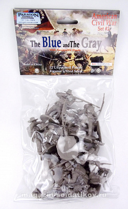 Солдатики из пластика Гражданская война в США, набор №2 (12 шт, цвет-серый, серия 11), 1:32 Paragon