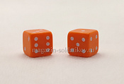 Набор из 2 кубиков D6, 10 мм. Оранжевый с белыми точками в блистере - фото