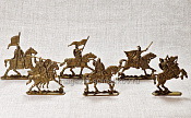 Солдатики из пластика Русские конные витязи (6 шт, пластик, бронзовый) Воины и битвы (6 шт.) - фото