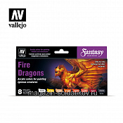 Набор модельных красок 8 шт.: Fire Dragons Vallejo - фото