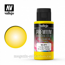 Краска акрил-уретановая, желтый candy, 60 мл, Vallejo Premium