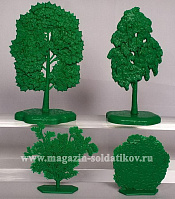 Солдатики из пластика Деревья и кусты. Лето 1-1 (2+2 шт, ярко зеленый цвет), Воины и битвы - фото