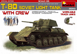 Сборная модель из пластика Советский легкий танк Т-80 с экипажем, специальная версия MiniArt (1/35)