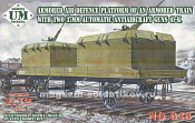 Сборная модель из пластика Бронеплощадка ПВО бронепоезда с двумя 37мм авт. зенитками 61-К, 1:72, UM technics - фото