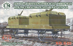 Сборная модель из пластика Бронеплощадка ПВО бронепоезда с двумя 37мм авт. зенитками 61-К, 1:72, UM technics