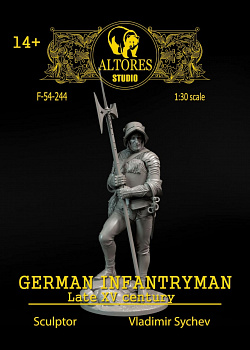 Сборная миниатюра из смолы Германский пехотинец, 54 мм, Altores Studio