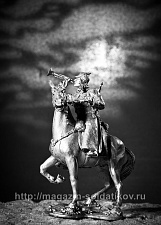 Миниатюра из олова Буденовец на коне, 54 мм, Ратник - фото