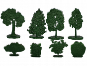 Солдатики из пластика Деревья и кусты, Лето 3, 8 шт., темно-зеленый, Воины и битвы - фото