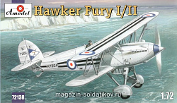 Сборная модель из пластика Hawker Fury I/II истребитель ВВС Великобритании Amodel (1/72)