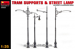 Сборная модель из пластика Трамвайные столбы и уличный фонарь MiniArt (1/35)