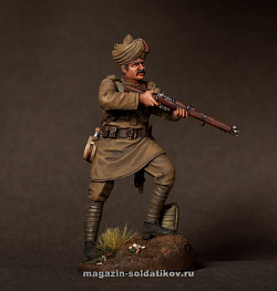 Сборная миниатюра из смолы Сипай (рядовой) индийских пехотных полков, 1916-18, 54 мм, Chronos miniatures
