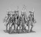 Сборные фигуры из металла Шведские мушкетеры на марше, 6 фигур, 1704 - фото