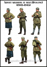 Сборная миниатюра из смолы ЕМ 35140 Советские солдаты на отдыхе (танцующие), ВМВ, 1/35 Evolution - фото