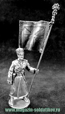 Миниатюра из металла AG 062 Фигура пешая «Знаменосец казачьего конвоя его императорского величия», чернение 54 мм Ages - фото
