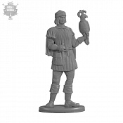 Солдатики из пластика Дворянин с соколом, серый, Воины и битвы - фото