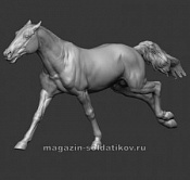 Сборная миниатюра из смолы Лошадь №18 - Немецкий рысак, 54 мм, Chronos miniatures - фото