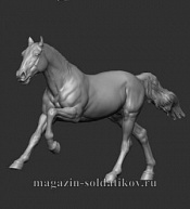 Сборная миниатюра из смолы Лошадь №19 - Немецкий рысак, 54 мм, Chronos miniatures - фото