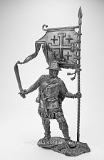 Миниатюра из олова Сержант Тевтонского ордена со знаменем, XIII в. 75 мм, Солдатики Публия - фото
