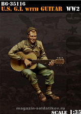 Сборная миниатюра из смолы US GI with Guitar (1/35), Bravo 6 - фото