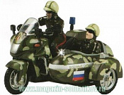Масштабная модель в сборе и окраске Мотоцикл военный с люлькой , Технопарк 1/35 - фото