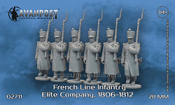 Сборная миниатюра из смолы Французская линейная пехота: элитная рота (в шинелях), 28 мм, Аванпост