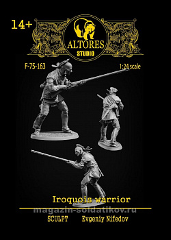 Сборная миниатюра из смолы Воин-ирокез, 75 мм, Altores studio,
