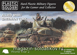 Сборная модель из пластика Sherman M4A1 75 mm Tank, 15 мм Plastic Soldiers