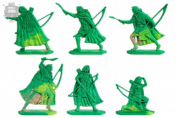 Солдатики из смолы Лучники Армландии (6 шт, зелено-коричневый, пластик, б/к), Воины и битвы