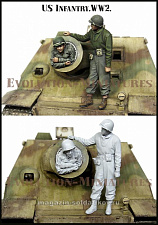 Сборная фигура из смолы ЕМ 35188 Американская пехота WWII, 1:35, Evolution - фото