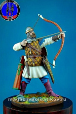 Сборная миниатюра из металла Лучник Новгородского ополчения 1242 г, 1:30, Оловянный парад - фото