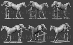 Сборная миниатюра из смолы Лошадь №15 - Трекенская порода (на подставке), 54 мм, Chronos miniatures