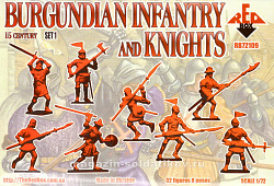 Солдатики из пластика Бургундская пехота и рыцари. Набор №1 (1/72) Red Box