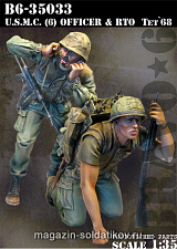 Сборная миниатюра из смолы USMC (6) Officer & RTO Tet`68, (1/35), Bravo 6 - фото