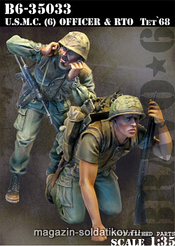 Сборная миниатюра из смолы USMC (6) Officer & RTO Tet`68, (1/35), Bravo 6